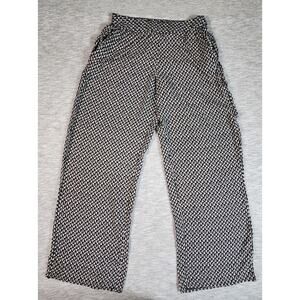 Geometric Pattern Lightweight Pants Flowy Trousers Womens Size Medium Black